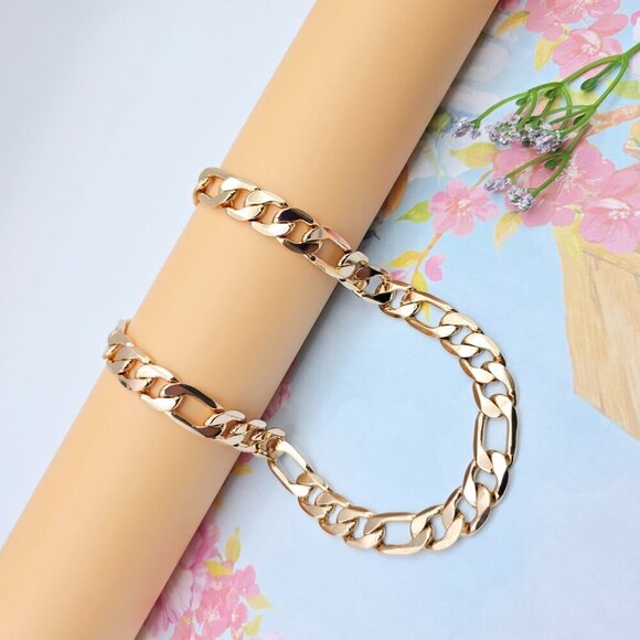 "Thick Rose Gold Figaro Chain Necklace for Men & Women, 24 Inch, XPNL0085 - Picture 7 of 12